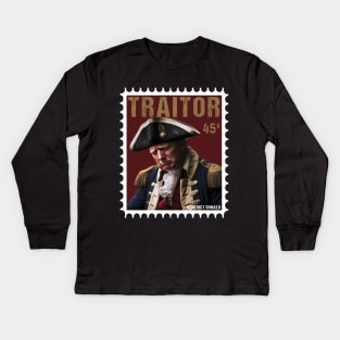 Traitor Trump Crying - Vintage Benedict Arnold Stamp Style Kids Long Sleeve T-Shirt